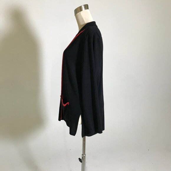 Misook Red Trim Cardigan - Picture 2 of 3